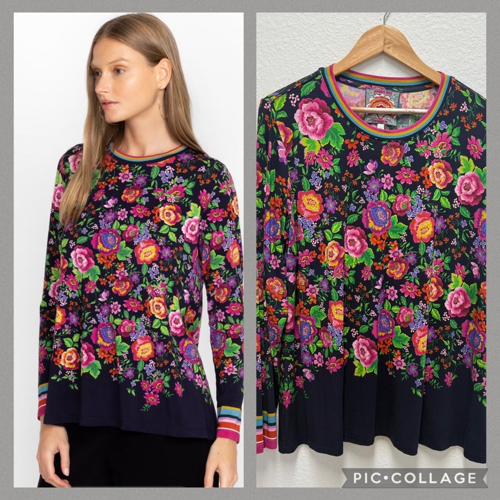Johnny Was The Janie Favorite Long Sleeve Crew 
Neck Swing Top XL